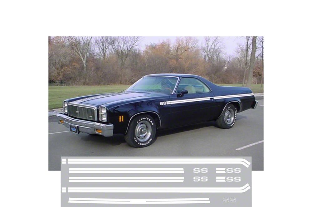 アクセサリー El Camino Ecklers El Camino Ss Stripe Kits Complete, Black (73-77 El