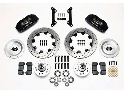 El Camino Wilwood Front Disc Brake Kit, 6-piston Black Calipers, Drilled & Slotted Rotors, 1973-1977