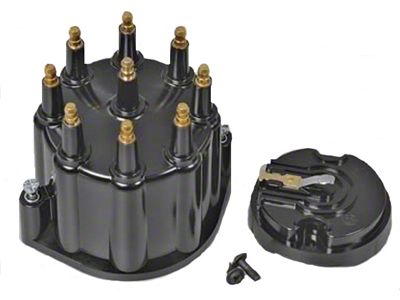 El Camion Distributor Cap & Rotor, With MaleTerminals, For Billet Flame-Thrower Distributor, PerTronix, Black,1964-83