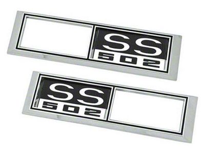 Front Side Marker Bezels with SS 502 Logo; Chrome with Black and White Background (1968 El Camino)