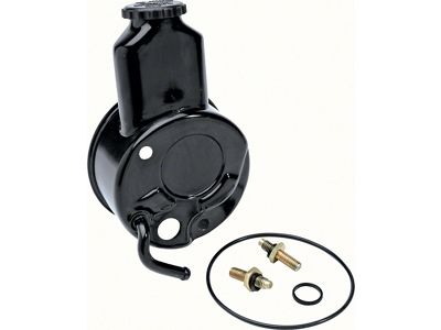 Power Steering Reservoir with Long Water Pump; Black (1969 Small Block V8 El Camino)