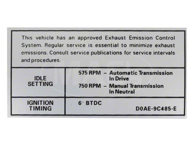 Emission Decal, 351-2V AT/MT, Before 10/1 , Galaxie, 1970