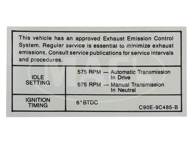 Emission Decal, 351-4V AT/MT, Montego, 1969