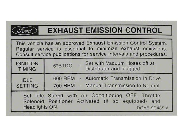 Emission Decal, 351C-2V AT/MT, 10-1 To 1-1 , Fairlane, Ranchero, Torino, 1970