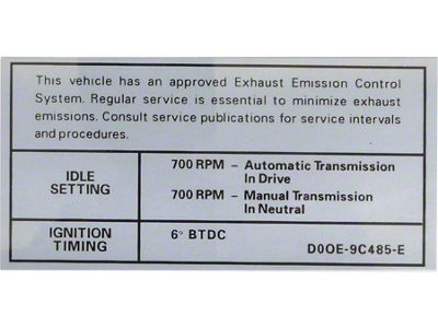 Emission Decal, 429-2V AT/MT Before 10/1 , Galaxie, 1970