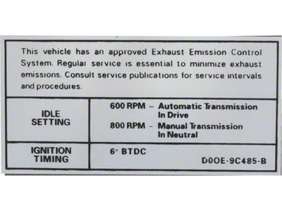 Emission Decal, 429-4V AT/MT Before 10/1 , Galaxie, 1970
