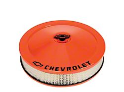 Engine Air Cleaner Kit; 14 Inch Dia; Orange; Chevy Black Lettering w/Bowtie Logo