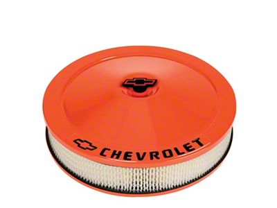 Engine Air Cleaner Kit; 14 Inch Dia; Orange; Chevy Black Lettering w/Bowtie Logo