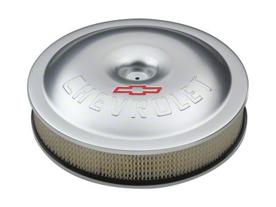 Engine Air Cleaner Kit; Super-Light; 14 Inch; Aluminum; Clear; Bowtie/Chevy Logo