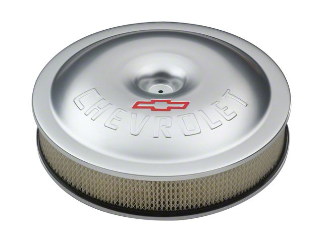 Engine Air Cleaner Kit; Super-Light; 14 Inch; Aluminum; Clear; Bowtie/Chevy Logo