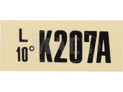 Engine Code Decal, 351-2V, Galaxie, 1970