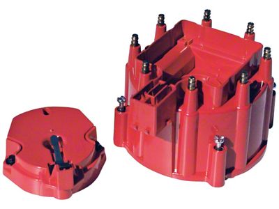 Engine Distributor Cap and Rotor Kit; Fits GM HEI Dist w/Internal Coil; Red