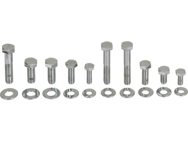 Engine Hardware Kit Small Block, Standard Exhaust, Chrome