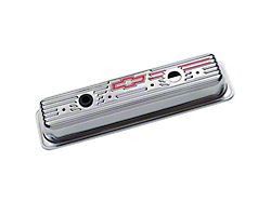 Engine Valve Covers; Center Bolt Style; Steel; Chrome w/Bowtie Logo; SB Chevy 