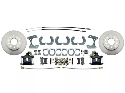 Ford 9-Inch Rear End Disc Brake Conversion Kit with E-Brake; Black Calipers (57-70 Fairlane)