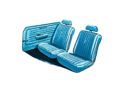 Fairlane, Torino, Front Buckets & Rear Seat Cover Set, Fastback, 1969