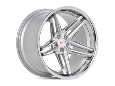 Ferrada Wheels CM1 Machine Silver with Chrome Lip Wheel; Rear Only 20x10; 40mm Offset (82-92 Firebird)