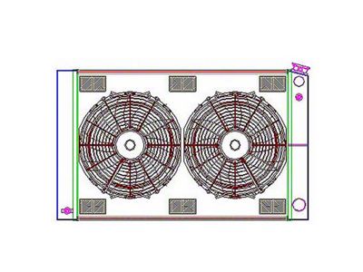 ComboUnit CrossFlow Radiator for LS Engines; 2-Row (69-71 Fairlane, Torino w/ Manual Transmission)