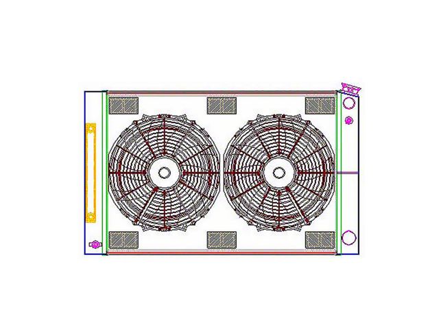 ComboUnit CrossFlow Radiator for LS Engines; 2-Row (69-71 Fairlane, Torino w/ Automatic Transmission)