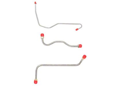 Fine Lines Fuel Pump to Carburetor Fuel Line; 3-Pieces; Steel (1968 Big Block V8 Corvette C3 w/ Three 2-Barrel Carburetor)