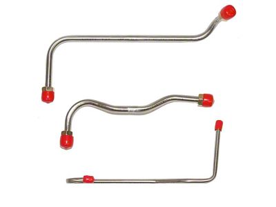 Fine Lines Fuel Pump to Carburetor Fuel Line; 3-Pieces; Steel (1969 Big Block V8 Corvette C3 w/ 4-Barrel Carburetor)