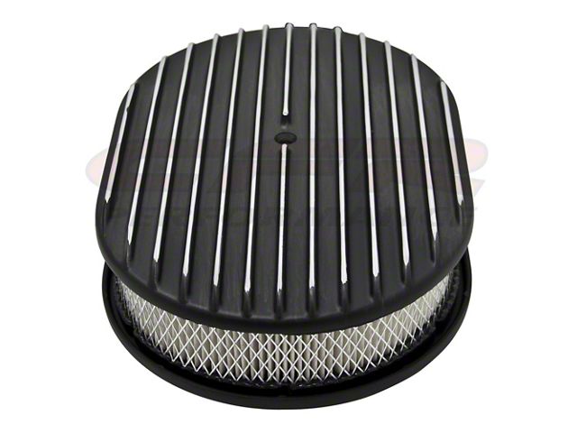 Finned Aluminum Air Cleaner, 12'' Oval With Black Finish, 1932-1985