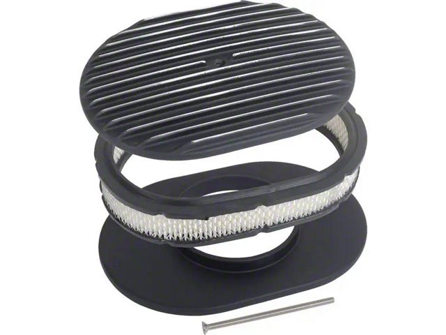 Finned Aluminum Air Cleaner, 12'' Oval With Black Finish, 1932-1985 (F-Series with 5-5/8 Carburetor Neck)