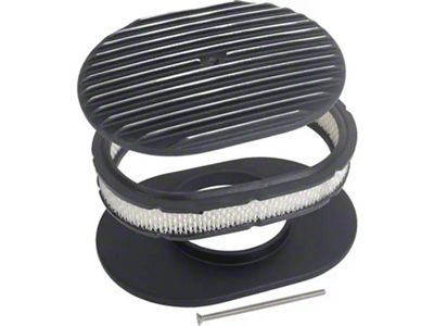 Finned Aluminum Air Cleaner, 12'' Oval With Black Finish, 1932-1985