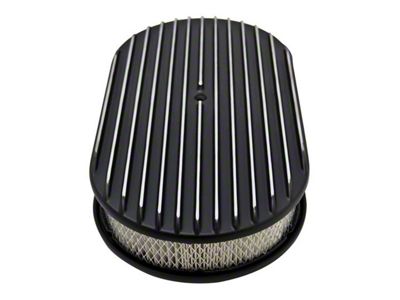 Finned Aluminum Air Cleaner, 15'' Oval With Black Finish, 1932-1985 (F-Series with 5-5/8 Carburetor Neck)