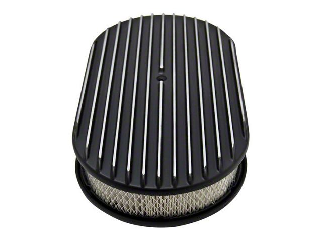 Finned Aluminum Air Cleaner, 15'' Oval With Black Finish, 1932-1985 (F-Series with 5-5/8 Carburetor Neck)