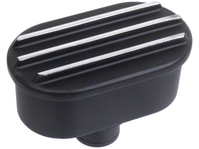 Finned Billet Valve Cover Breather with Black Finish
