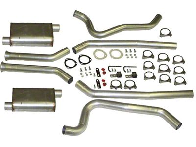 2.50-Inch Aluminized Header-Back Exhaust System with HVS Performance Muffers; Side Exit (67-74 V8 Firebird w/ 3-Inch Collector Long Tube Headers)