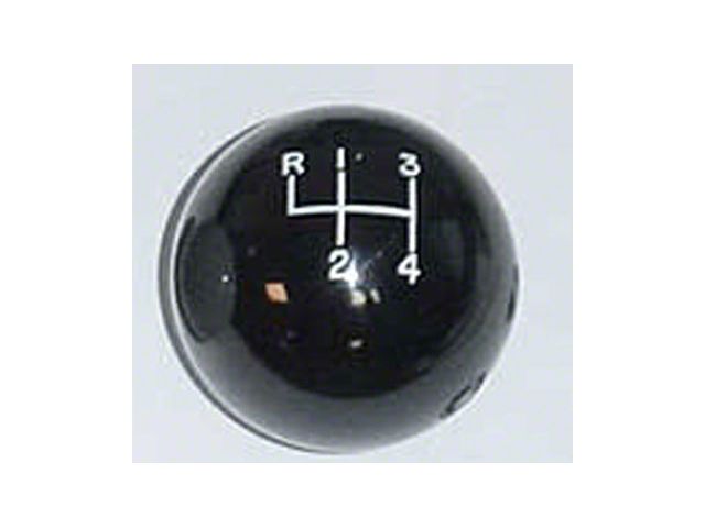 Firebird 4-Speed Shift Pattern 3/8 Thread Black Ball Shifter Knob 1970-1974