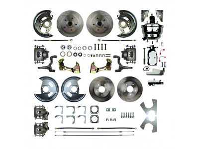 Firebird 4-Wheel Power Disc Brake Conversion Kit With 8 Chrome Booster, Non-Staggered Rear Shocks, 1967-1969