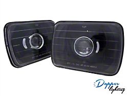 6x7-Inch V1 Projector Headlight with Halogen Bulbs; Black Housing; Clear Lens (Universal; Some Adaptation May Be Required)