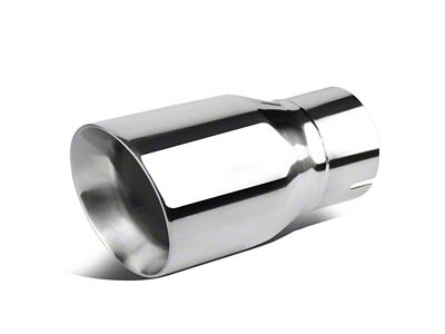 Angled Cut Dual Wall Exhaust Tip; 4-Inch; Polished (Fits 3-Inch Tailpipe)