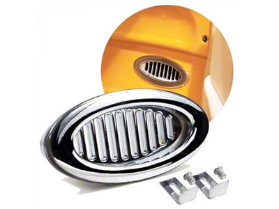 Billet Chrome Oval Air Conditioning Dash Hood Vent Louver (Universal; Some Adaptation May Be Required)