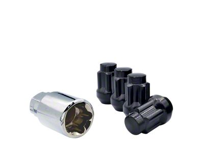 Black Bulge Acorn Lock Set for Aftermarket Wheels; M12x1.5; Set of 4 (93-02 Firebird)