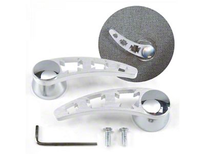 Brushed Billet Aluminum Interior Door Handle Levers; Cross Design (Universal; Some Adaptation May Be Required)