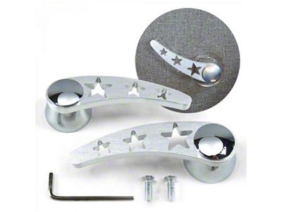 Brushed Billet Aluminum Interior Door Handle Levers; Star Design (Universal; Some Adaptation May Be Required)