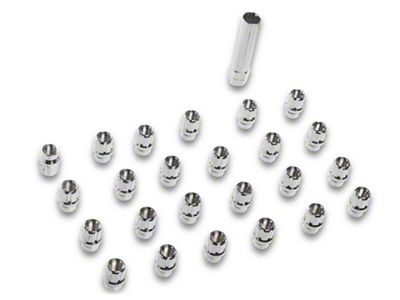 Chrome Open Acorn Spline ET Lug Nuts; M12x1.5; Set of 24 (93-02 Firebird)
