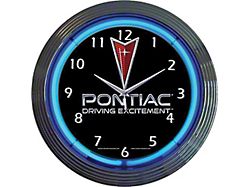 Firebird Clock, Blue Neon, Pontiac Driving Excitement With Arrowhead Design