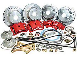 Complete Front And Rear Big Brake Kit, For Stock Spindles, Red Calipers (1967 Firebird)