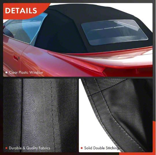 Black Vinyl Convertible Top With Heated Glass Window For Chevy Camaro 94-02