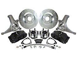 Corvette Style Front Disc Brake Kit with C7 Hubs and Stock Height Spindles; Black Calipers (70-81 Firebird)