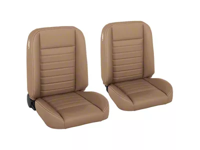 Cruiser Collection Classic Bucket Seats; Baja Tan Salerno Vinyl with White Stitching (Universal; Some Adaptation May Be Required)