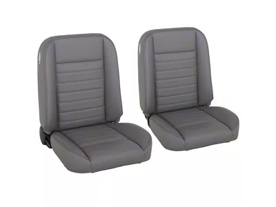 Cruiser Collection Classic Bucket Seats; Medium Earth Grey Vinyl with Black Stitching (Universal; Some Adaptation May Be Required)