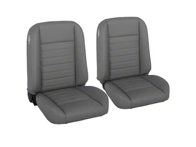 Cruiser Collection Classic Bucket Seats; Medium Earth Grey Vinyl with Grey Stitching (Universal; Some Adaptation May Be Required)
