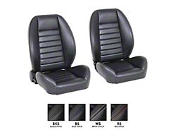 TMI Cruiser Collection Low Back Bucket Seats; Black Madrid Vinyl (67-68 Firebird Coupe)