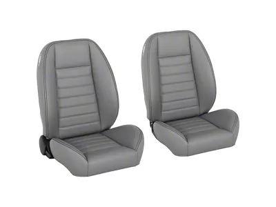 Cruiser Collection Low Back Bucket Seats; Medium Earth Grey Vinyl with Black Stitching (Universal; Some Adaptation May Be Required)